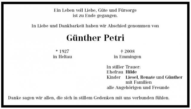 Petri Guenther 1927-2008Todesanzeige